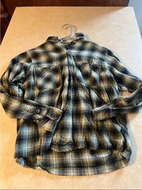 Women Green Plaid Long-Sleeve Flannel Shirt